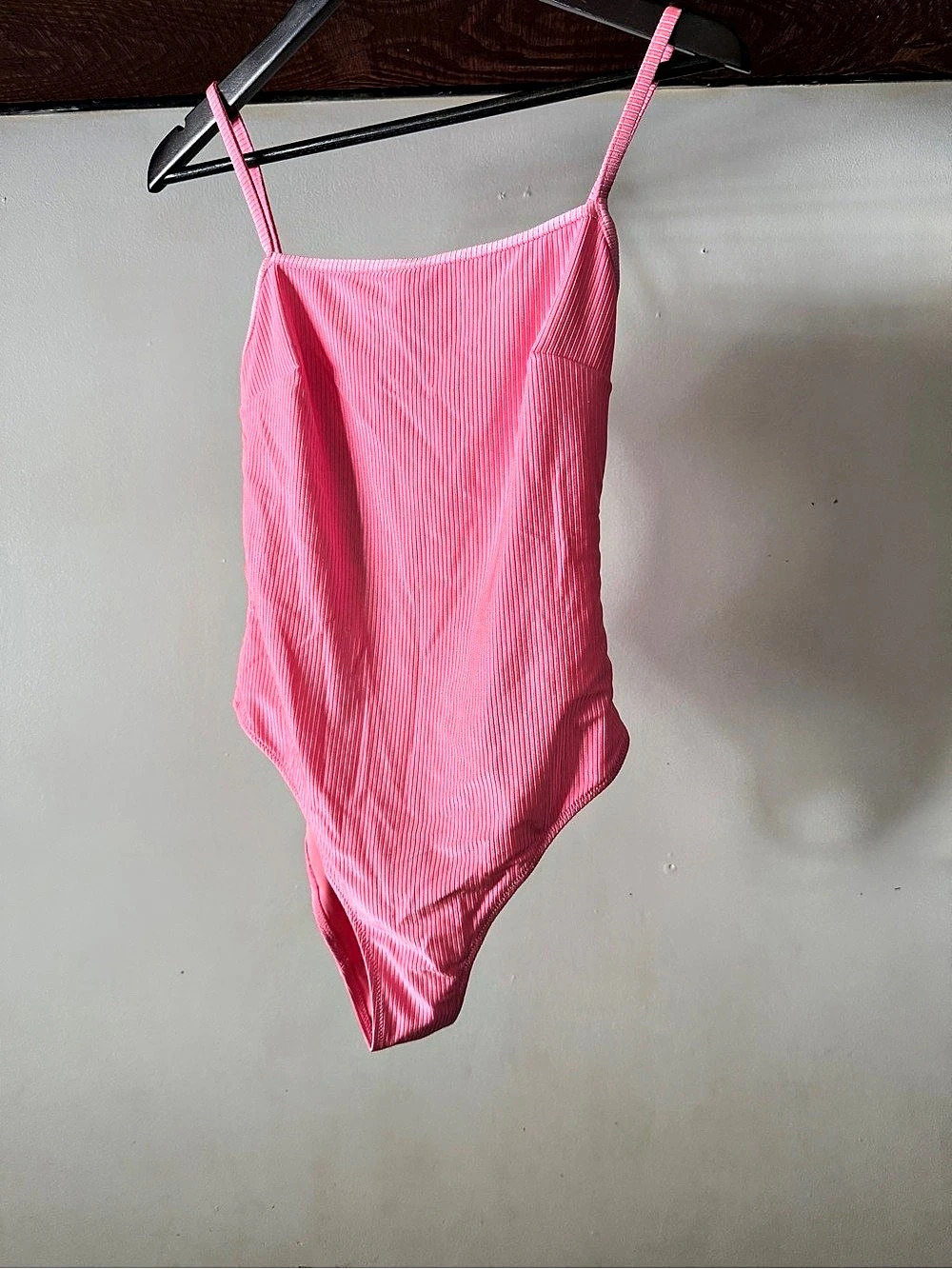 H&M Ribbed Swimsuit Pink Striped One-Piece Size S